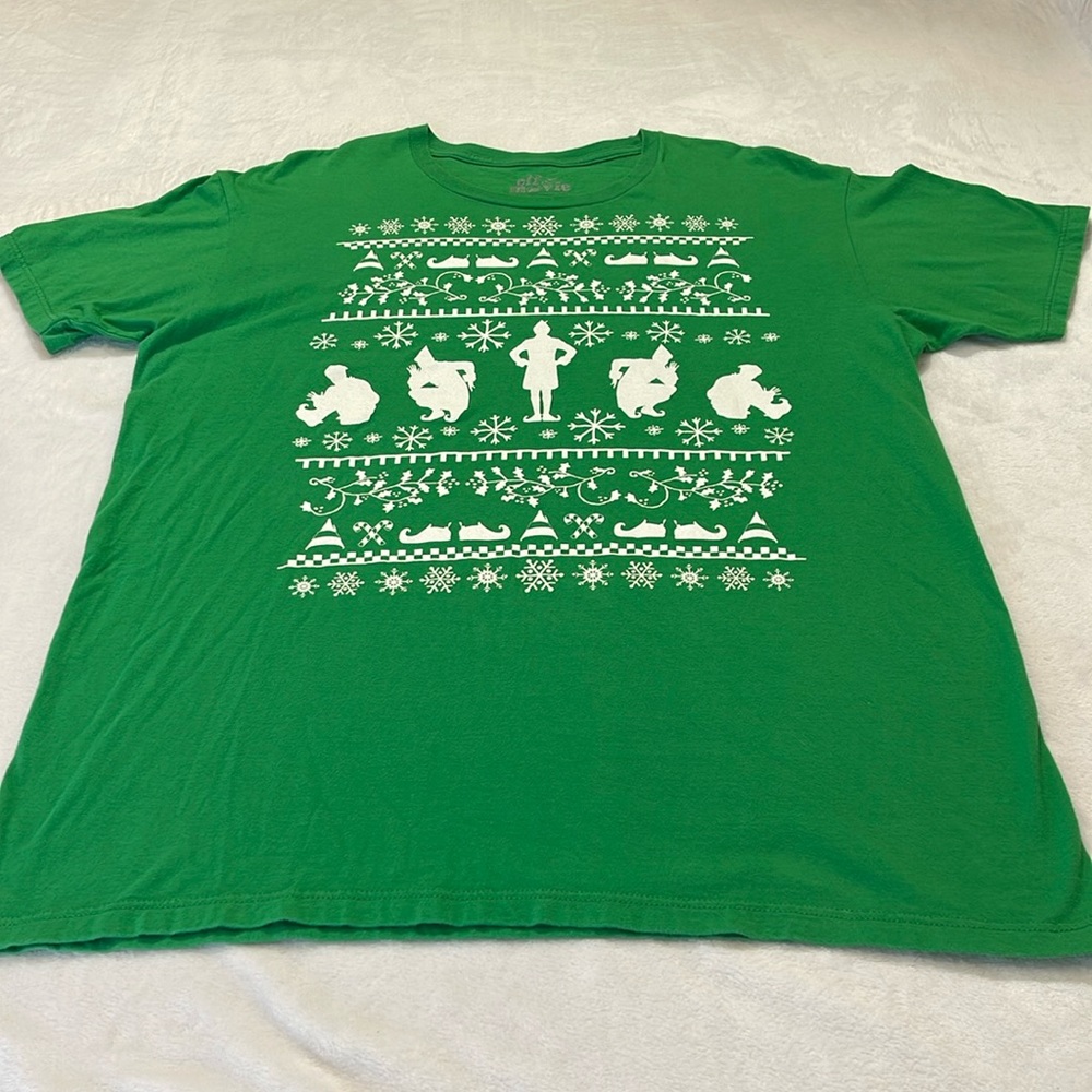 RIPPLE JUNCTION ELF THE MOVIE MENS T-SHIRT, GREEN, WHITE. SIZE XL,